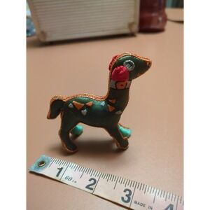 VTG Chinese Hand Embroidered Silk Green‎ Dog Christmas Hong Kong 1968